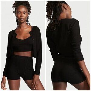 VS Victoria’s Secret Black Glow Waffle Thermal 3-Piece Short PJ Set